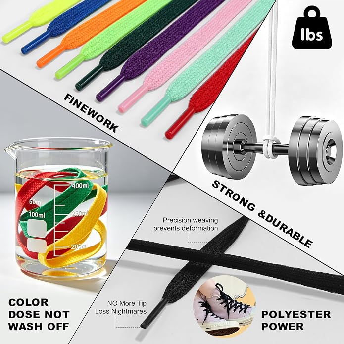 Polyester Flat Shoe Laces, Shoelaces for Sneakers
